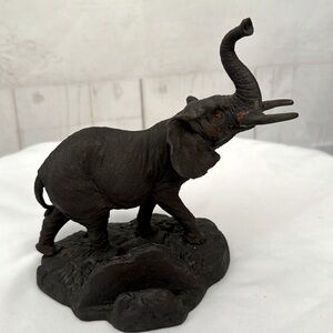 Vintage Cast Iron Elephant Business Card Holder Pachyderm